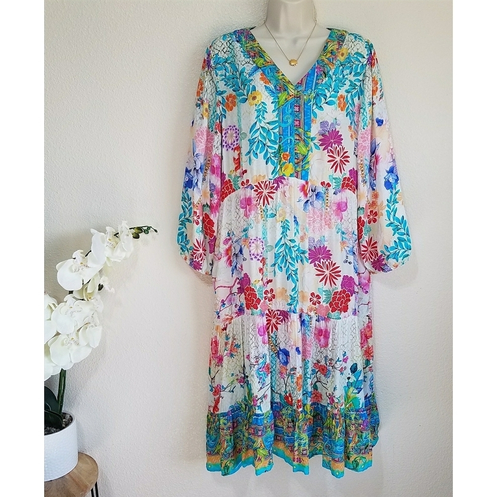 Shana Floral Printed Midi Dress - Picture 1 of 9